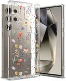 Ringke Fusion | Hoesje Geschikt voor Samsung Galaxy S24 Ultra | Back Cover met Antikrascoating | Militaire Standaard | Dry Flowers