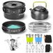 Merkloos Kookgerei set Kookset Campingset - Lichtgewicht non-stick - 2 personen - Roestvrij staal met handvatten - 3000 W campingfornuis
