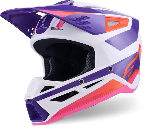 Alpinestars S-M3 Heat Wit Lila Crosshelm - Helm