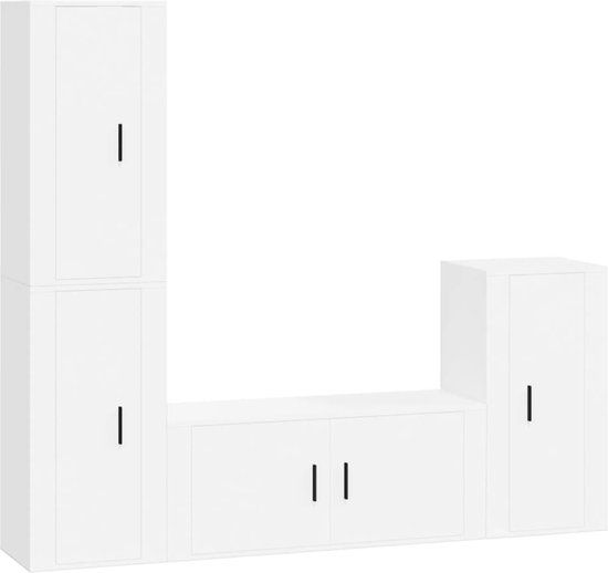 vidaXL - 4-delige - Tv-meubelset - bewerkt - hout - wit