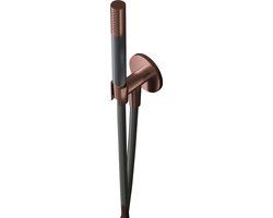 hotbath Cobber handdouche met wandsteun met uitlaat en doucheslang 150cm geborsteld koper PVD M440BCP
