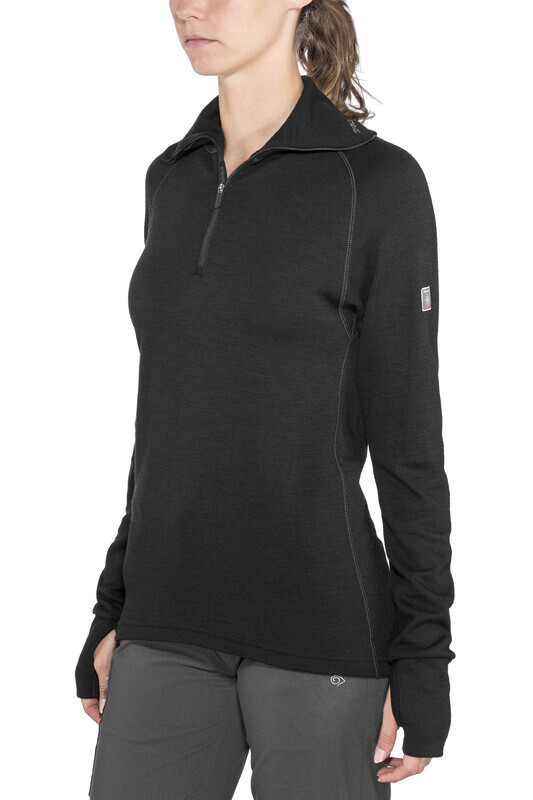 Devold Devold Expedition Colkraag Longsleeve met Rits Dames, zwart M 2023 Ski- & Thermische ondergoed tops