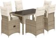 vidaXL Bistroset met kussens, poly rotan, bruin