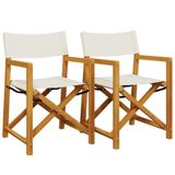 vidaXL Tuinstoel Terras Gecapitonneerde zitting Acaciahout, Polyester Crème, Wit