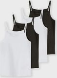NAME IT - NKFSTRAP TOP 4P SOLID NOOS - Fille - Débardeurs - Noir - Uni - Coton/Élasthanne - Taille 92