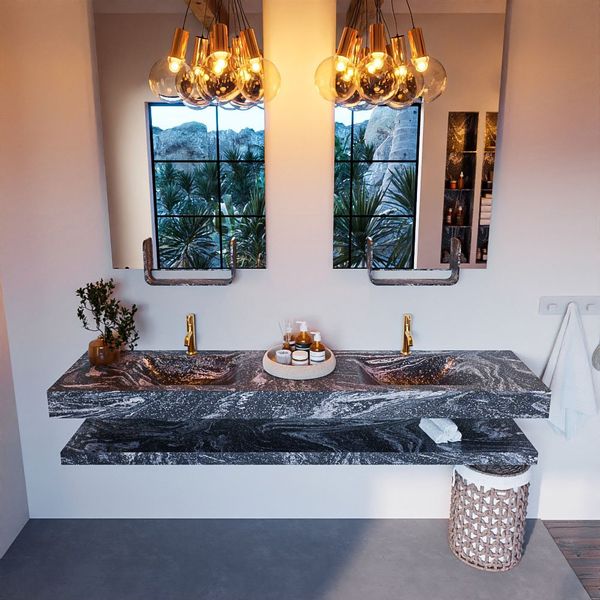 MONDIAZ ALAN-DLUX Badmeubelset 200cm Lava met dubbele wastafel - Lava ADX200LavPLD2Lav