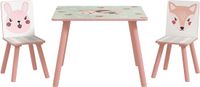 ZONEKIZ Kinder tafel- en stoelset MDF, grenenhout 60L x 60B x 44H cm Roze