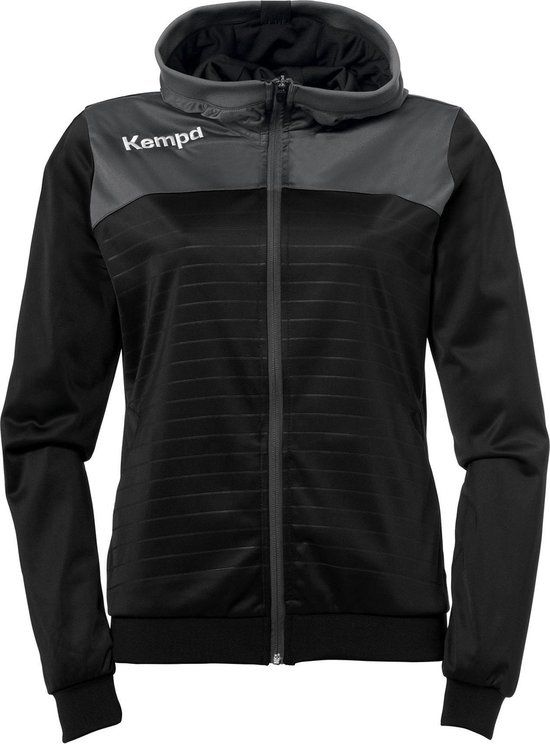 Kempa Emotion 2.0 Hooded Sportjas - Women - XL - Black/Grey - Windproof