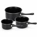 Benza Set de casseroles – 3 pièces – Ø14, Ø16 et Ø18 cm – Acier au carbone avec revêtement antiadhésif – Noir