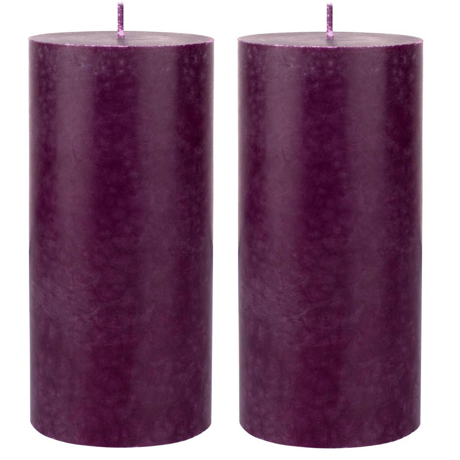 Duni - 2x Paarse Cilinderkaarsen - 15 x 7 cm - 50 Branduren