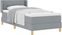 vidaXL Boxspring bed met hoofdeinde Lichtgrijs Stof 190 x 90 cm