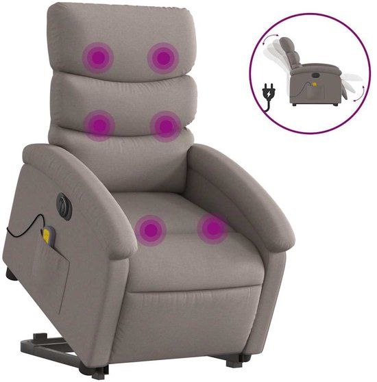 vidaXL Sta-op-massagestoel elektrisch verstelbaar stof taupe
