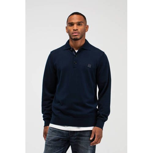 Butcher of Blue trui fijn gebreid donkerblauw