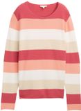 Tom Tailor - Gebreide trui met ronde hals - Maat XXXL - red apricot block stripe