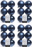 Decoris Kerstballen - 24x st - donkerblauw - D8 cm - kunststof - mat/glans