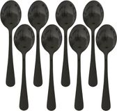 5five Theelepels/dessertlepels/koffielepels - 8x - Zwart - 14 cm - RVS