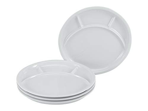 CreaTable, 22922, Serie Grill Universeel, Servies Set, Fondue Plaat 4 Delig, Porselein, Wit