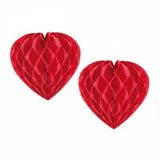 Merkloos / Sans marque Hangdecoratie hartje rood - 3x - papier - D30 cm - versiering - Valentijnsdag/bruiloft