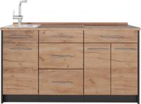 Vicco Keukenblok Fame-Line, Goudkleurig Eiken/Antraciet, 150 cm