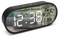 Station météo avec affichage miroir, double alarme, port USB, noir