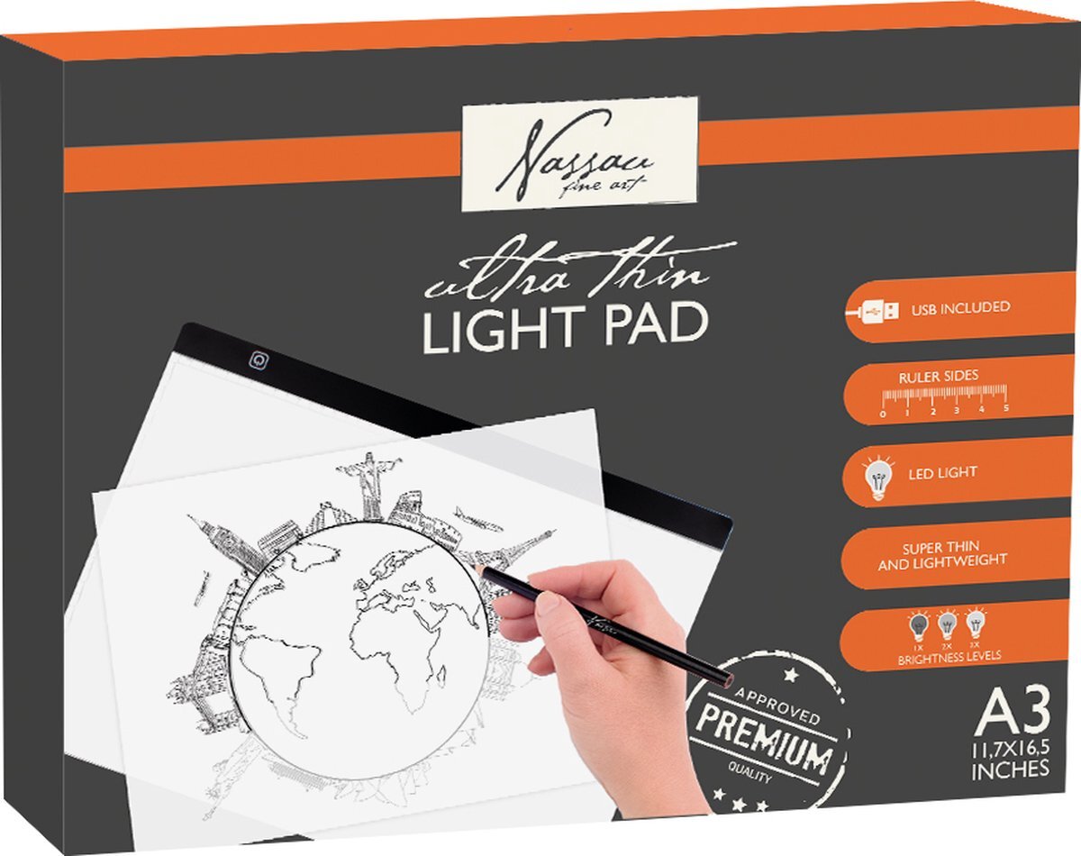 Nassau Fine Art A3 Lightpad - Dimbare Lichtbak - voor Tekenen en Diamond Painting