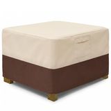 Vailge Rechthoekige terraspoef, waterdichte Ottomaanse hoes voor buiten met gewatteerde handgrepen, patio salontafelhoes, zware terrasmeubelhoezen (Large, beige en bruin)