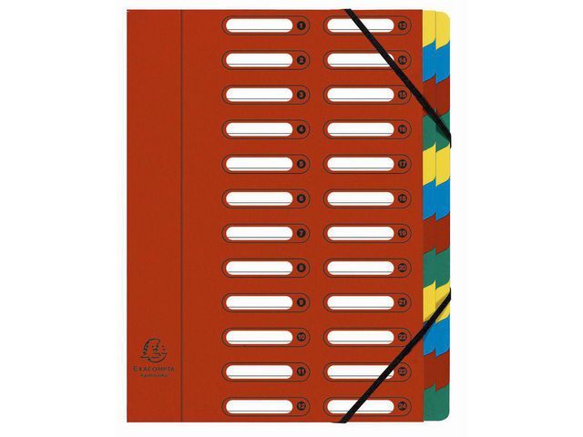 Exacompta Nature Future A4 Sorting File, 24 Compartments, 320 x 240 mm, Cardboard, Red