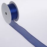 Zijdezachte decoratielint met draad - donkerblauw - 40 mm - 20 m