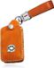 Merkloos / Sans marque Bruin leren sleuteletui voor Volvo S90 V90 XC90 XC60 XC40 - Sleutelhouder - 10x5cm