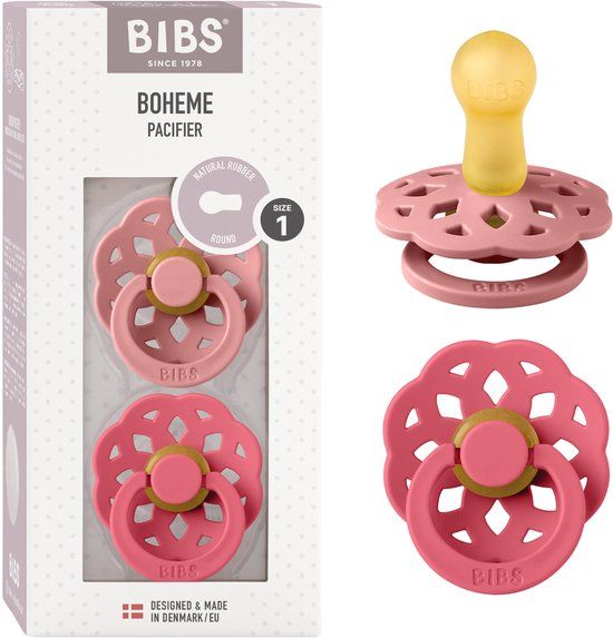 BIBS Boheme fopspeen - Dusty pink / Coral - Maat 1 (2 stuks)