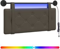 vidaXL Hangend hoofdbord Met LED-verlichting Grijs Kunstleer