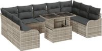 vidaXL Tuinbank Set Lichtgrijs Polyrattan