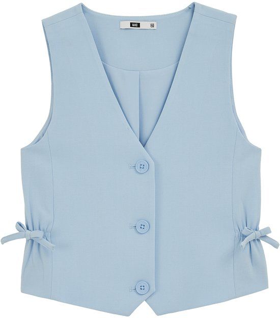 WE Fashion Meisjes gilet met strik Pastel blue