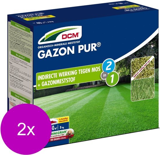 DCM Gazon Pur 40 m2 - Gazonmeststoffen - 2 x 3 kg (Mg