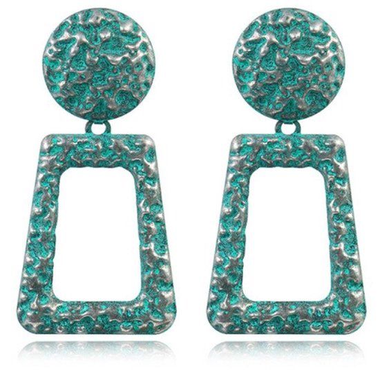 Deja Jewels Lookinggoodtoday Dames oorbellen of oorhangers groen rond en rechthoekig