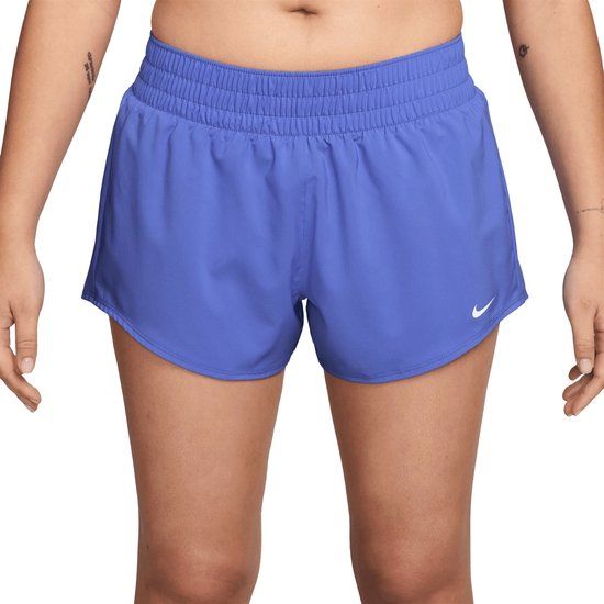 Nike One Dri-Fit Mid-Rise Short Blauw Dames L