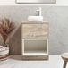 Hudson Reed Hoxton meuble lavabo 60cm étagère ouverte chêne clair avec éclairage LED et vasque à poser ronde en blanc (chalk)
