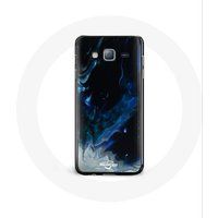 Maniacase Hoesje voor Samsung Galaxy J7 rookwolken veelkleurig blauw grijs en zwart op zwarte achtergrond