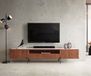 DELIFE TV-meubel Secara acacia bruin 220 cm 2 deuren 2 laden marmeren pootjes Zwart lowboard