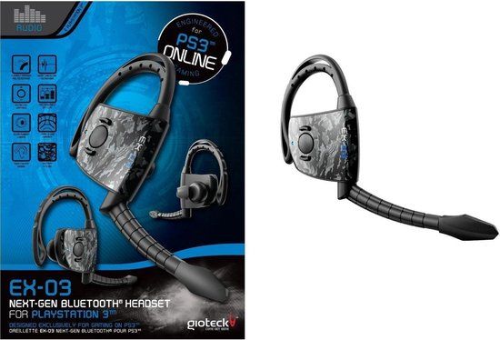 Gioteck EX-03 Bluetooth Headset Zwart PS3