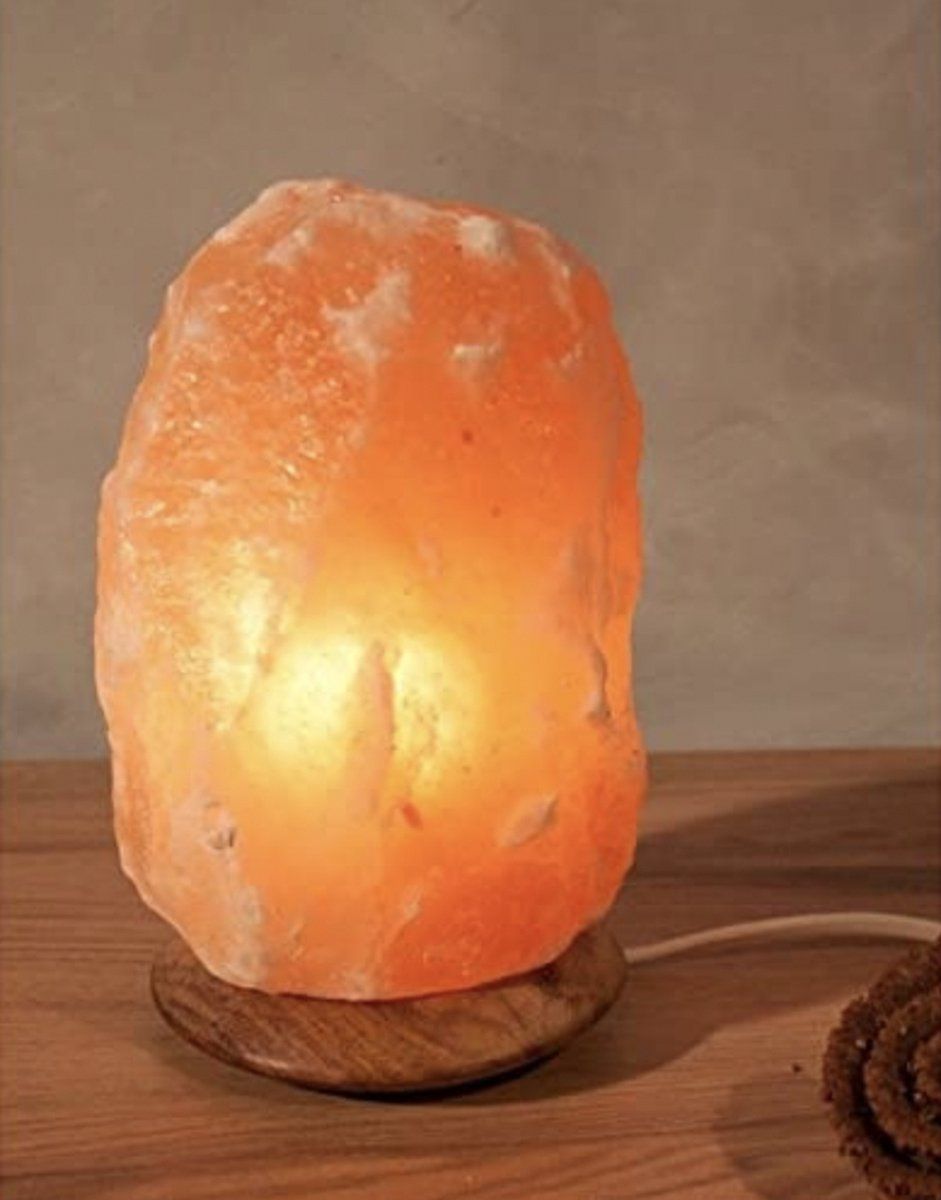 LAMARE Mawelto Zoutlamp "Rock" 2-3 kg met houten sokkel, krsitallzout, zoutlampen