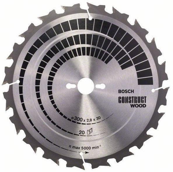 Bosch Professional Cirkelzaagblad voor Hout | Construct Wood | Ø 300mm Asgat 30mm 20T - 2608640700