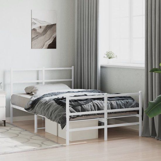 vidaXL Bedframe Metaal Wit - 120x200 cm