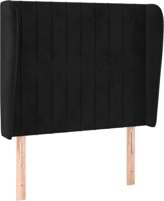vidaXL Hoofdbord met randen 103x23x118/128 cm fluweel zwart