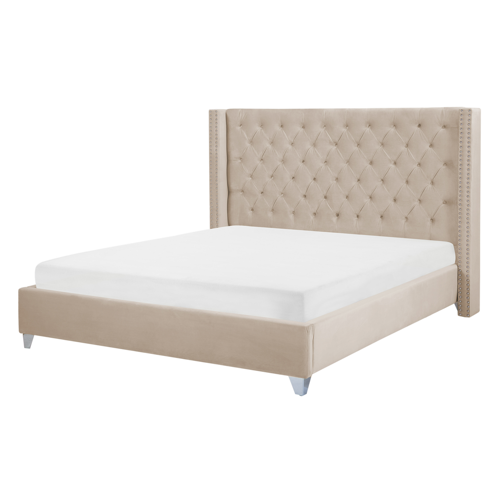 Beliani Bed fluweel beige LUBBON