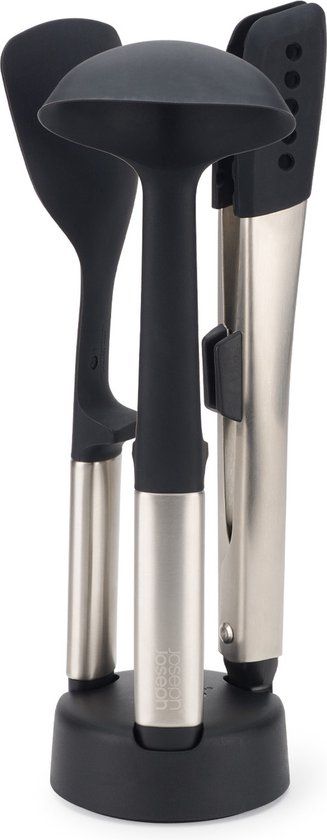 Joseph Joseph Elevate Fusion Keukengerei Set met Houder - 4-Delig - RVS/Kunststof - Zilver