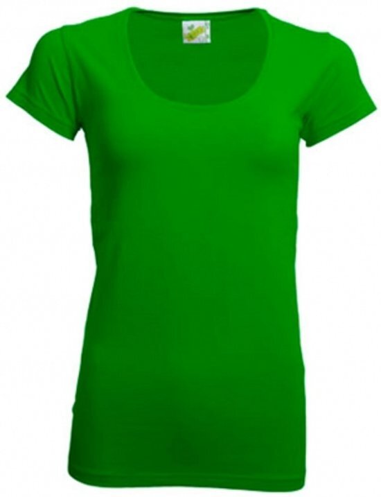 Lemon & Soda Bodyfit dames t-shirt met ronde hals L lime