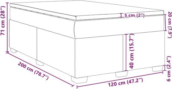 vidaXL Boxspring met matras Crème 120x200 cm Stof