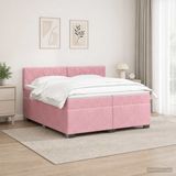 vidaXL Boxspringbed met matras Roze 200 x 200 cm Fluweel
