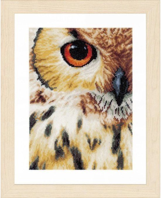 Lanarte PN0157518 uil close-up borduurpakket